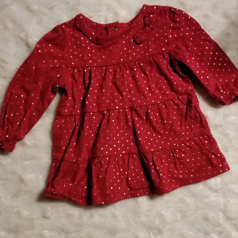 Red and Gold polka dot long sleeve shirt